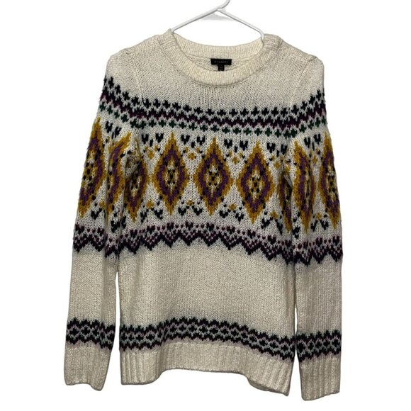 Talbots Cream Fair Isle Knit Grandma Sweater  Women's Size XS - Picture 1 of 9